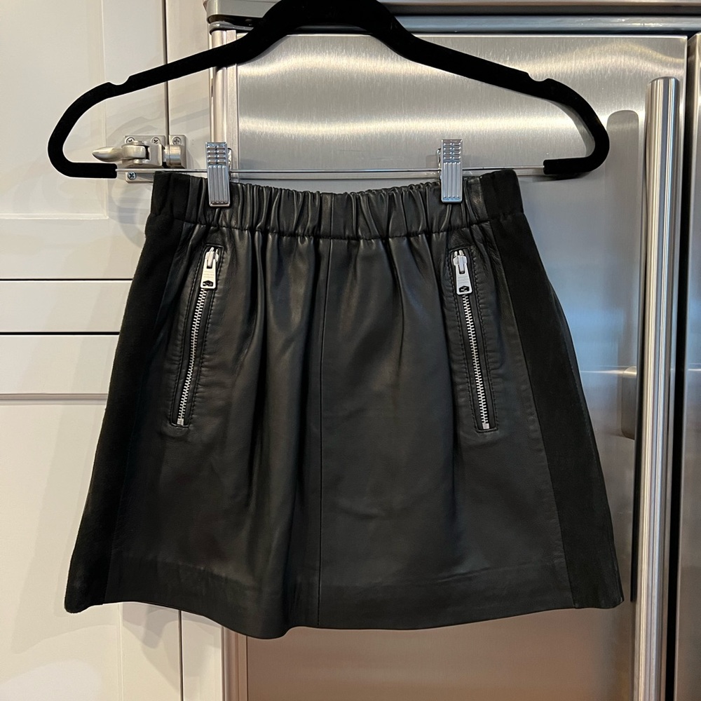 All Saints Black Leather Mini Skirt Size 4